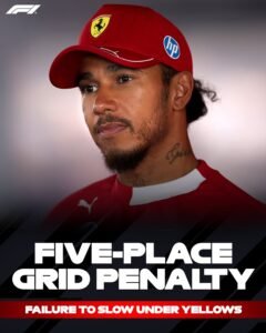 Lewis Hamilton fue sancionado con cinco puestos